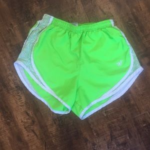 Green varsity shorts